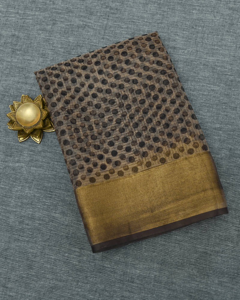 Dark Brown Organza Saree - Image 3