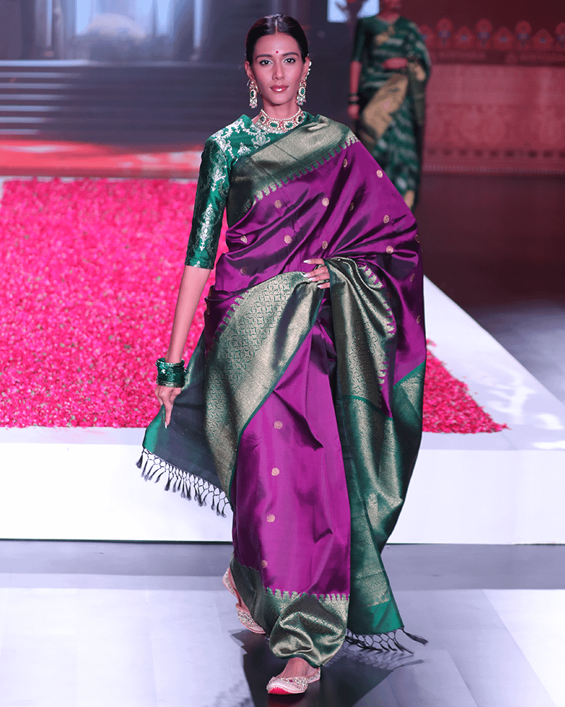 Purple & Green Kanjivaram Saree