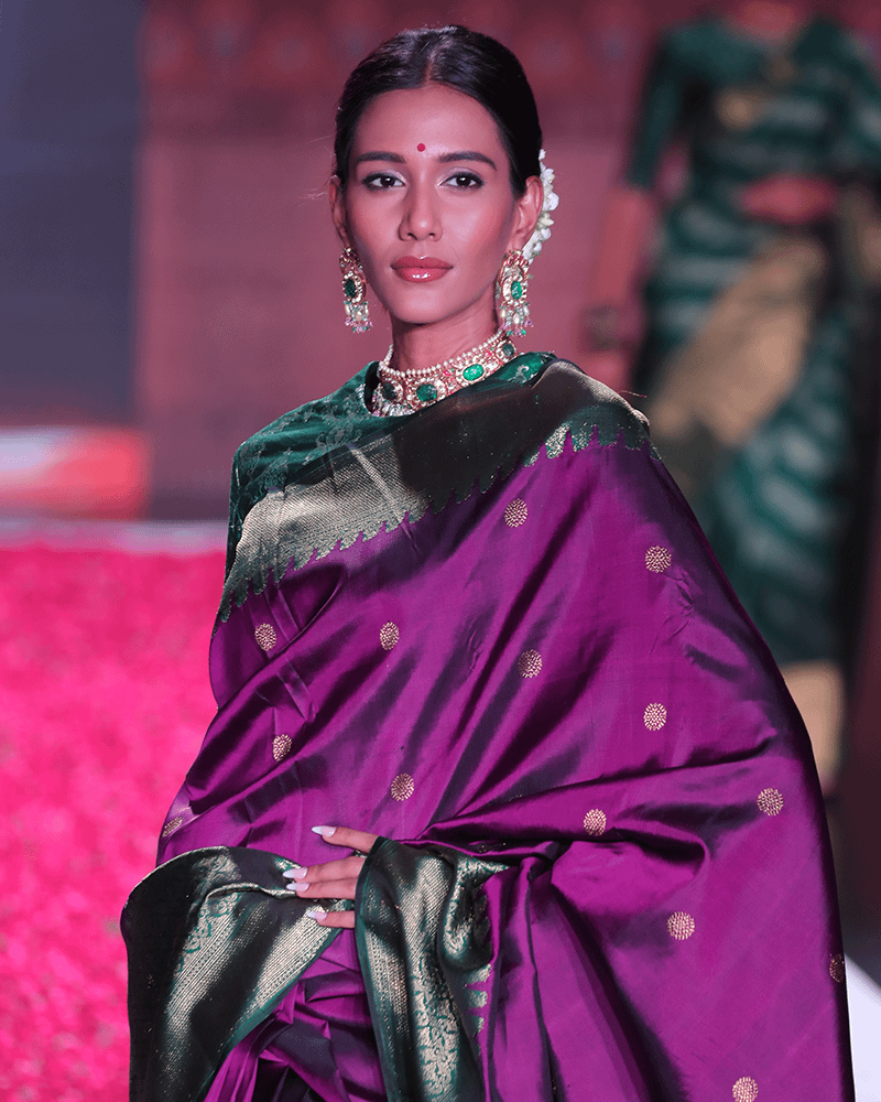 Purple & Green Kanjivaram Saree - Image 2