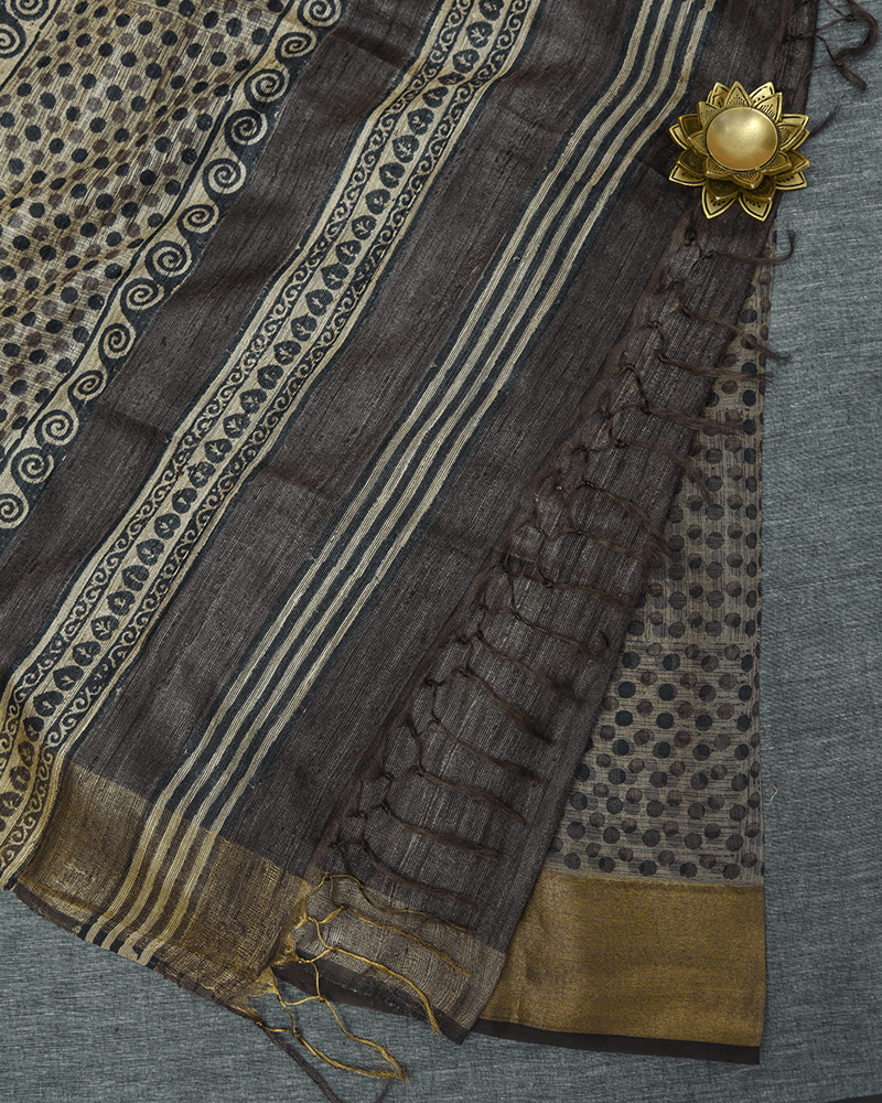 Dark Brown Organza Saree - Image 2