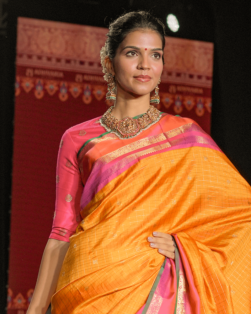 Mustard Yellow Kanchipuram Saree - Image 2