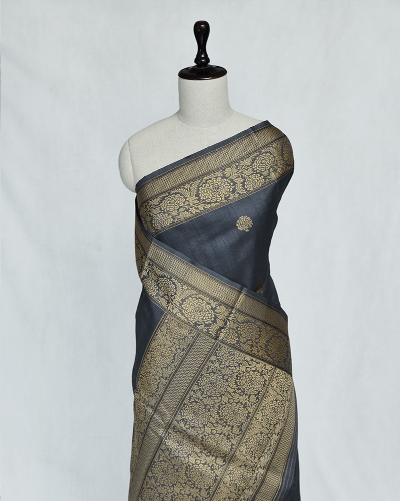 Grey Gold Zari Saree