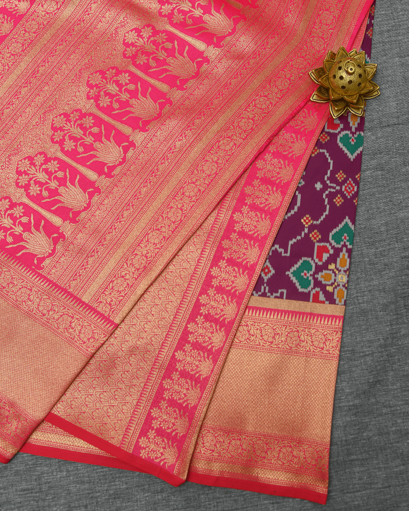 Deep Purple Patola Saree - Image 2