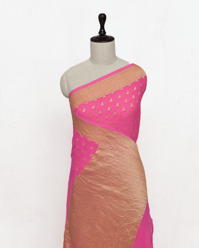 Bright Pink Banarasi Saree
