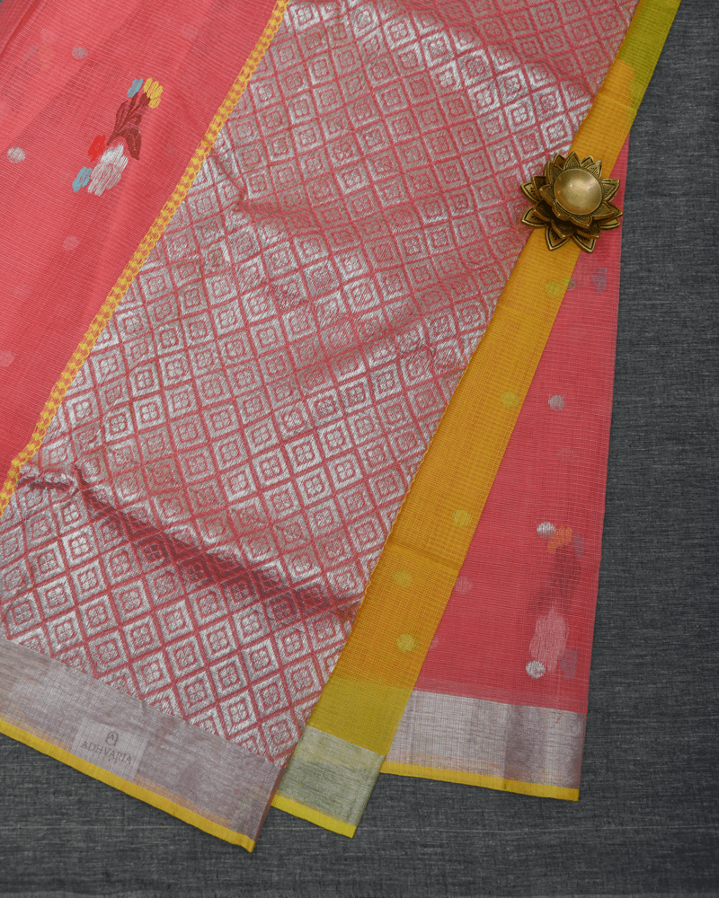 Peach Silver Saree - Image 2