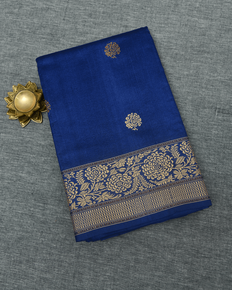 Royal Blue Zari Saree - Image 3