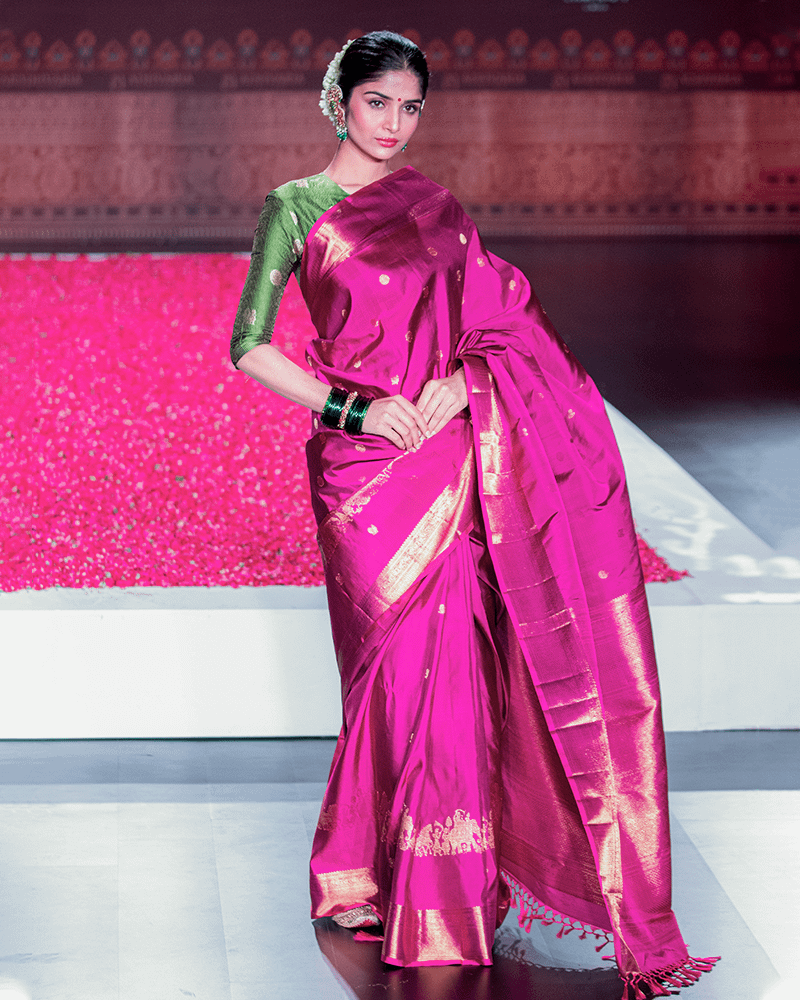 Magenta Pink Kanjivaram Saree