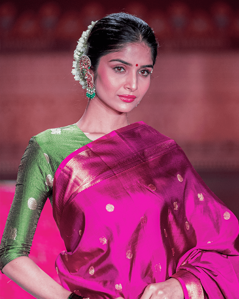 Magenta Pink Kanjivaram Saree - Image 2