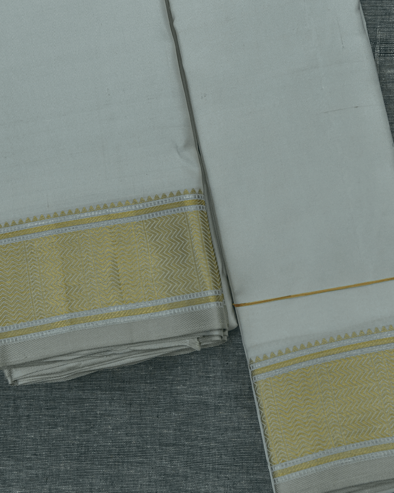 White Kanchipuram Dhoti - Image 2