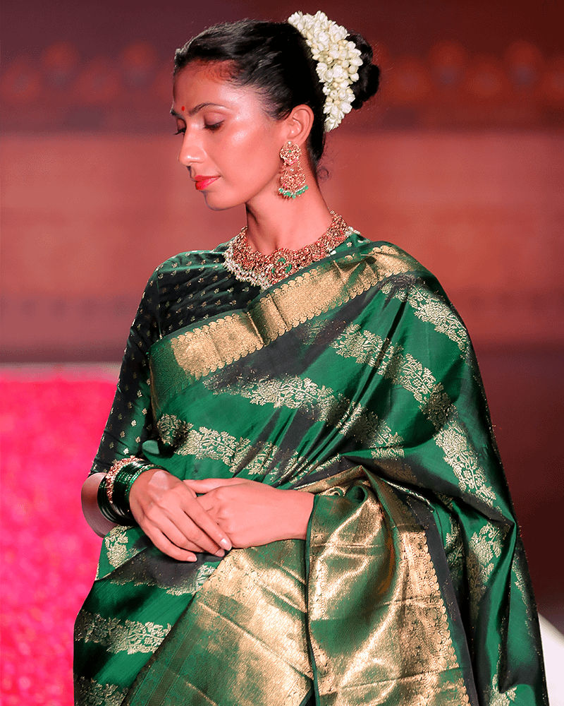 Emerald Green Kanjivaram Saree - Image 2