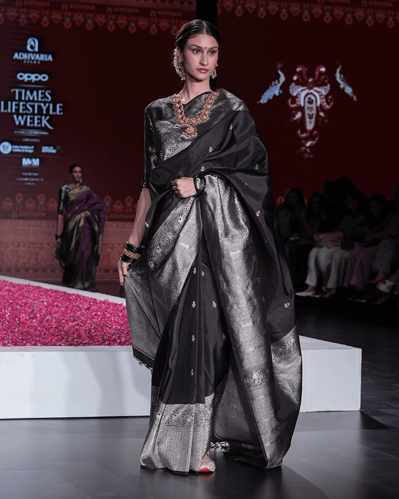 Charcoal Black Kanjivaram Saree