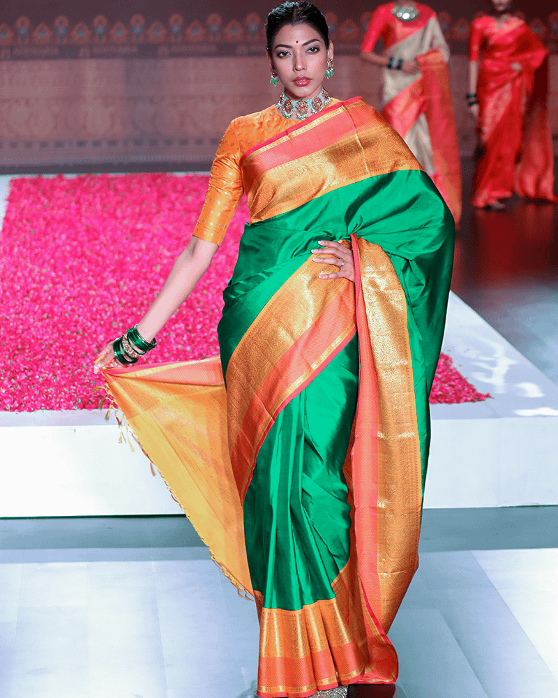 Green & Yellow Kanjivaram Saree