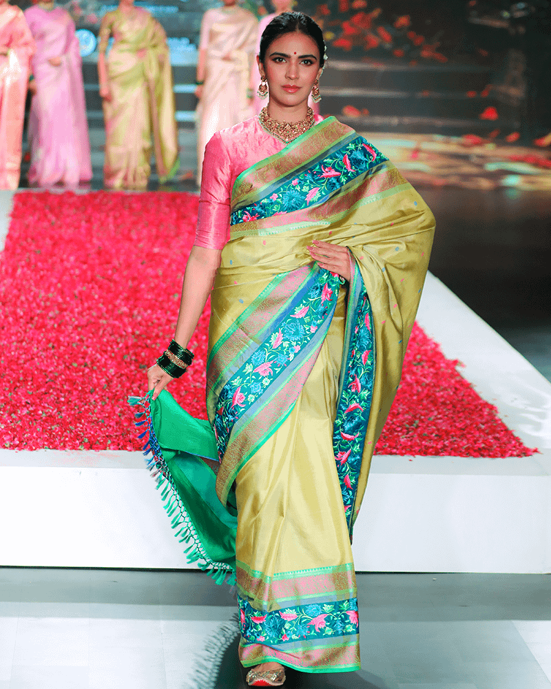 Light Lime Green Kanjivaram Saree