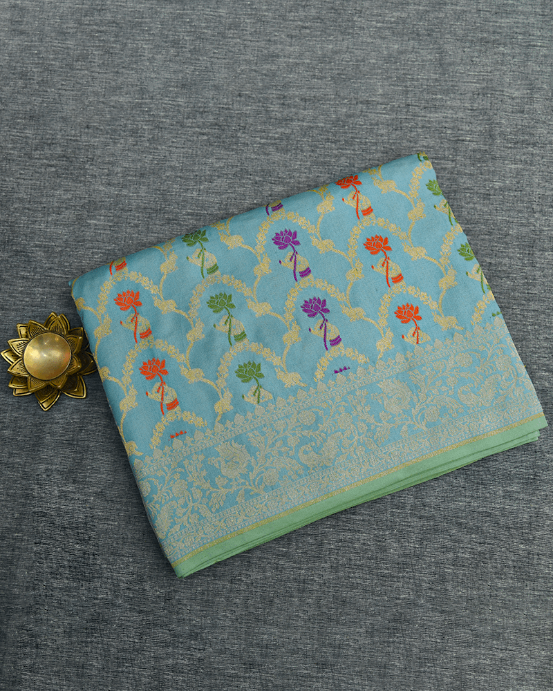 Light Blue Banarasi Saree - Image 3