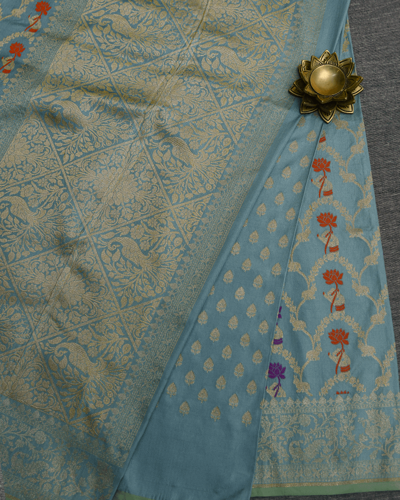 Light Blue Banarasi Saree - Image 2