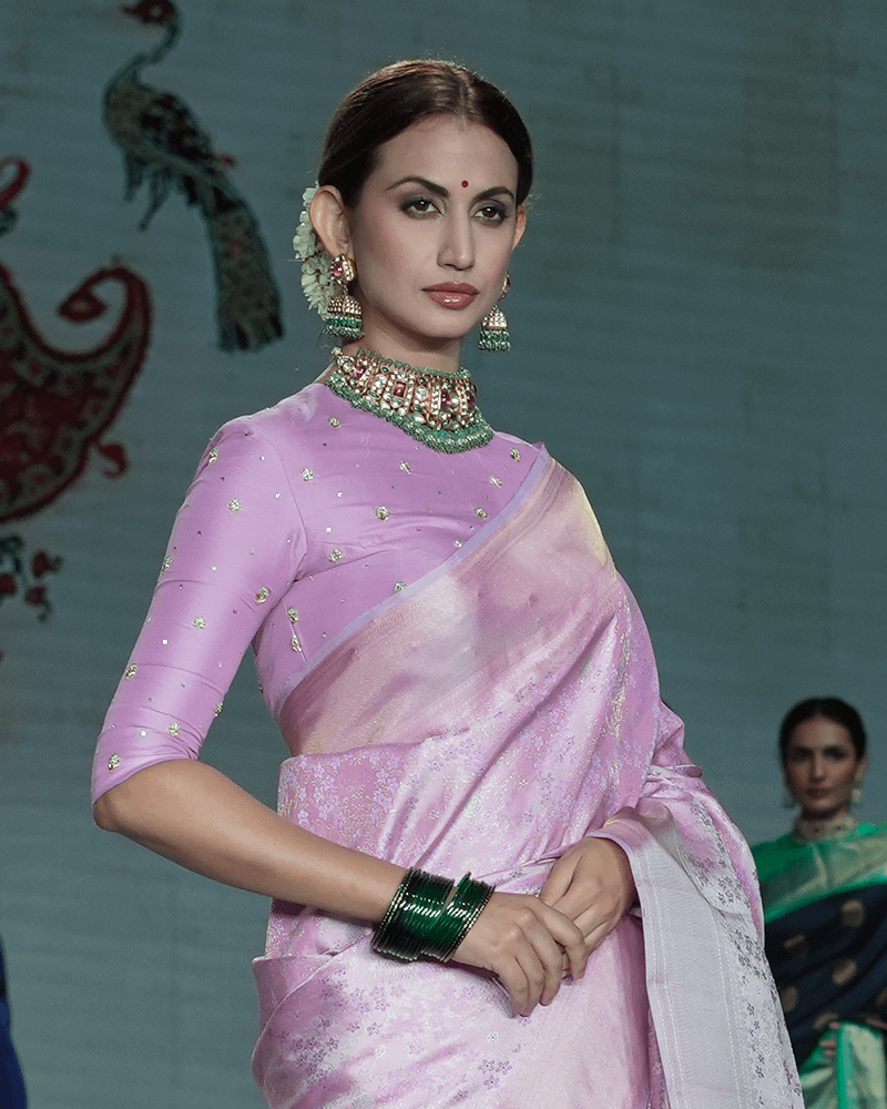 Lilac Kanjivaram Saree - Image 4