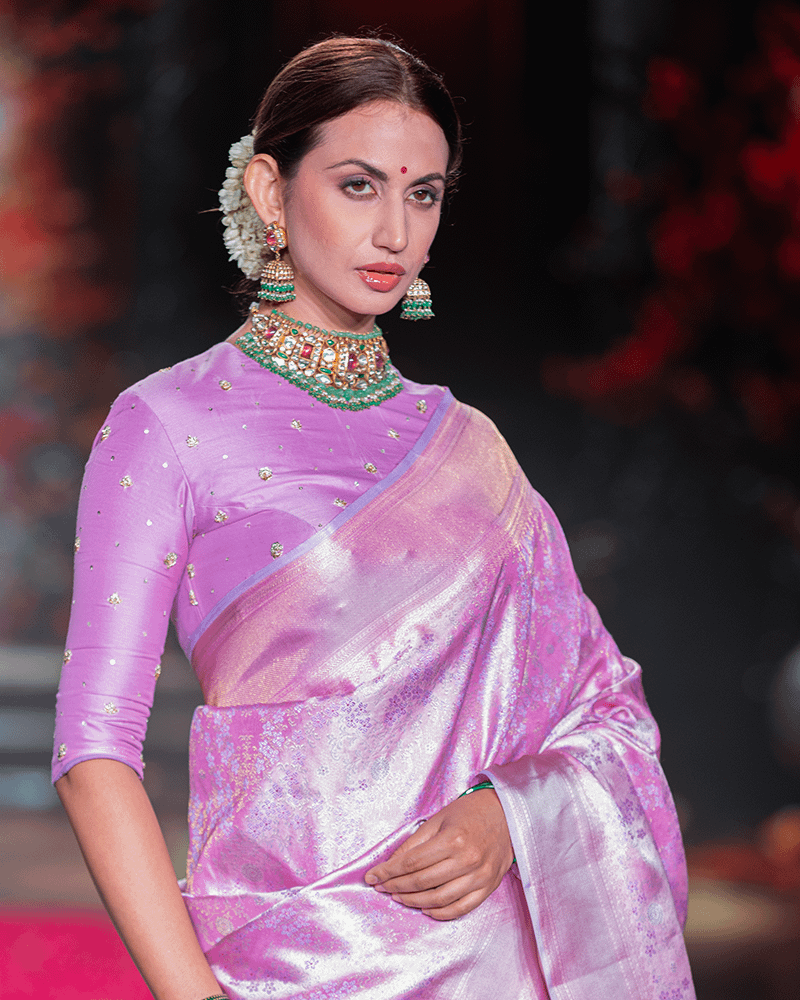 Lilac Kanjivaram Saree - Image 2