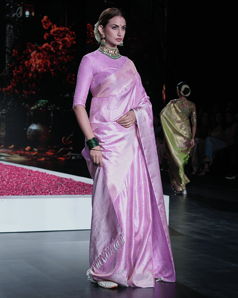 Lilac Kanjivaram Saree