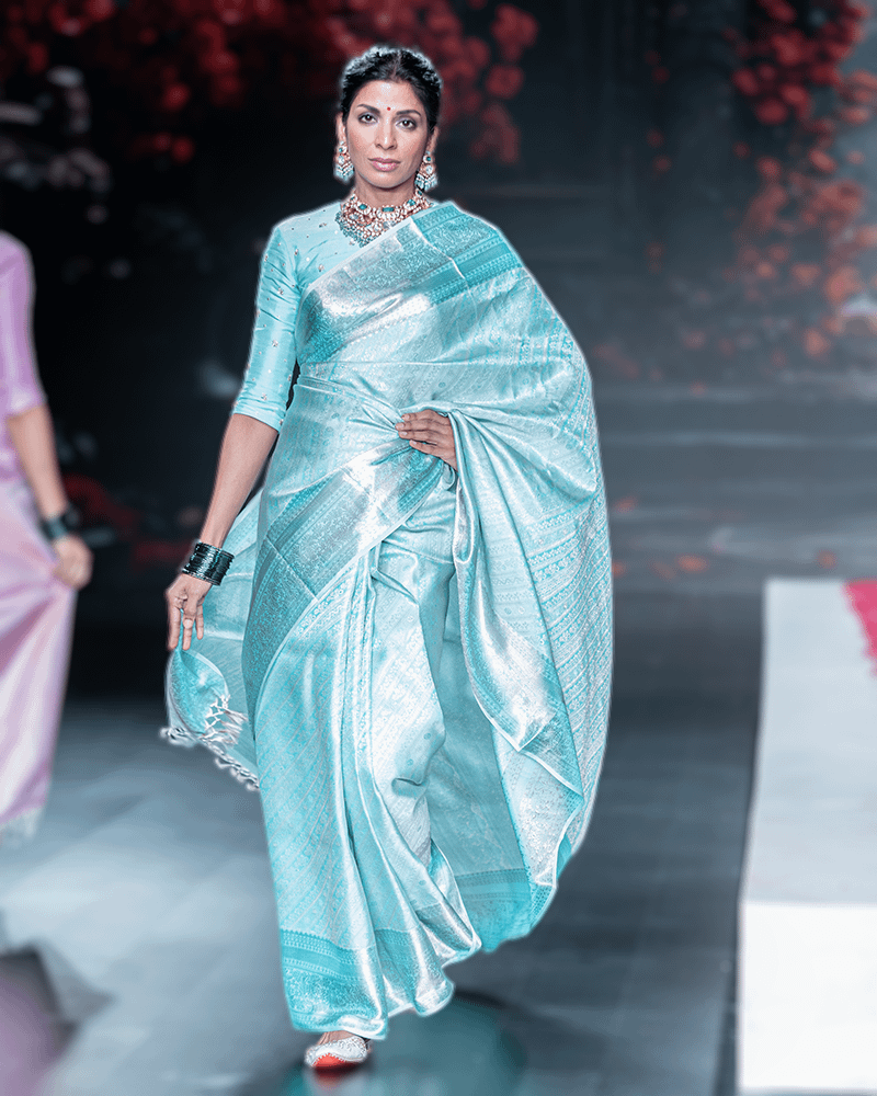Icy Blue Kanjivaram Saree - Image 3